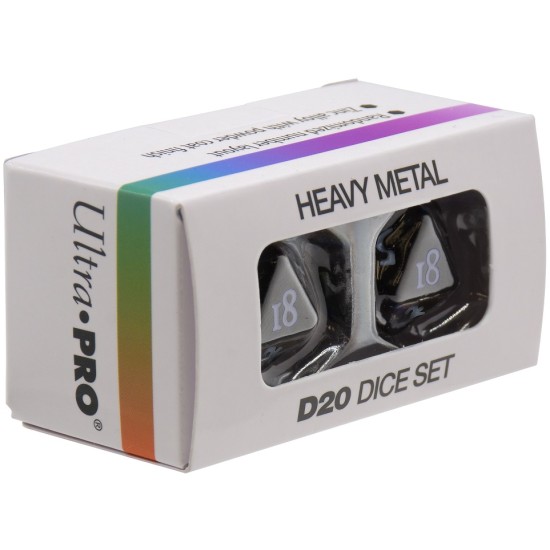 Heavy Metal Dice: 2Pc D20 Vivid Black - Dice